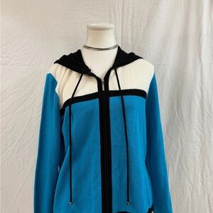 Women's Blue and Black Hooded Jacket